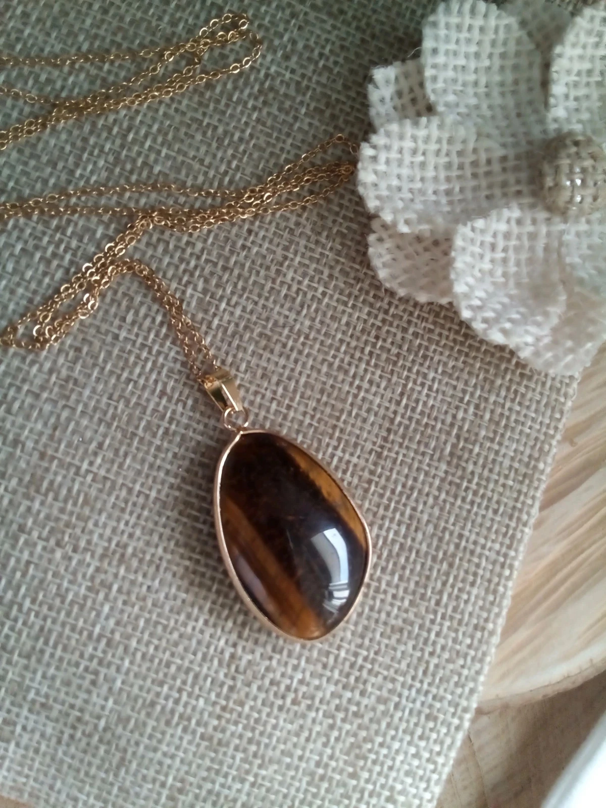 Collier réversible pierre oeil de tigre – photo 3
